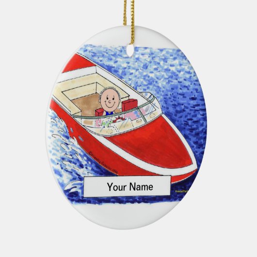 Motorboot - Männlich Keramik Ornament (Rechts)