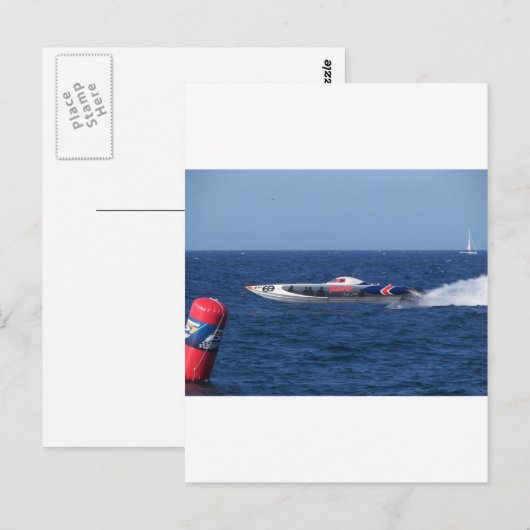 Motorboot Postkarte (Vorne/Hinten)