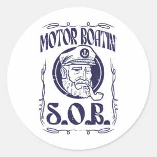 Motorboot-Sob lustiger Motorboot-Humor Kapitän Bes Runder Aufkleber