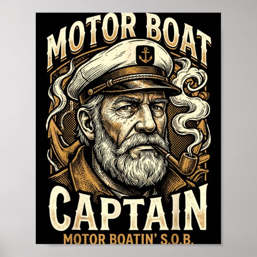 Motorboot-Sob-Motorboot-Kapitän-Ponton-See Poster (Vorne)