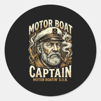 Motorboot-Sob Motorboot-Kapitän Pontonsee Runder Aufkleber