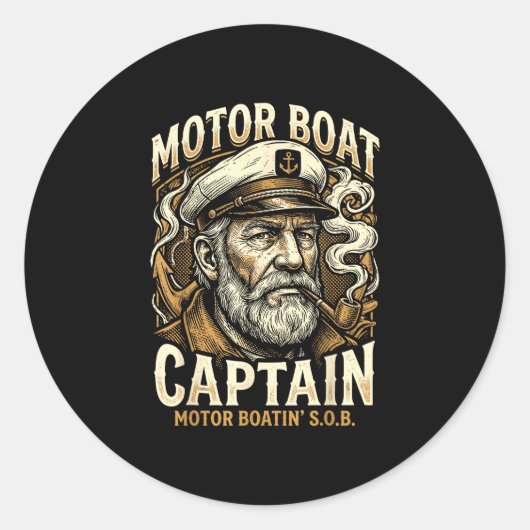 Motorboot-Sob Motorboot-Kapitän Pontonsee Runder Aufkleber (Vorderseite)