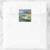 Motorboot und Bananenboot Quadratischer Aufkleber (Tasche)