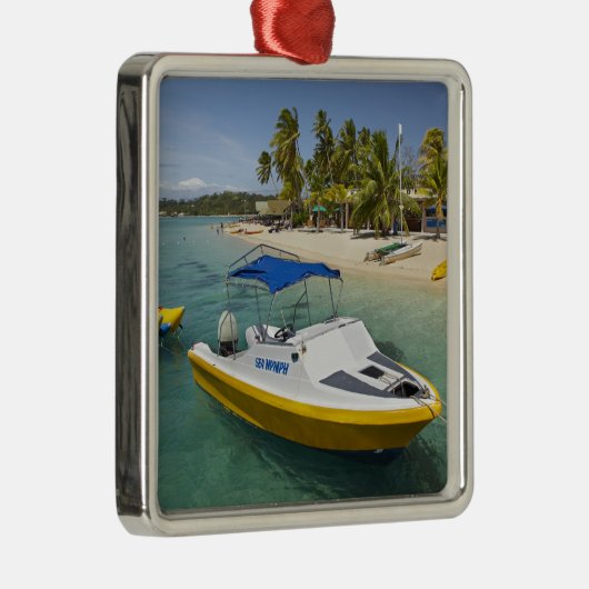 Motorboot und Bananenboot Silbernes Ornament (Rechts)