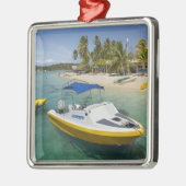 Motorboot und Bananenboot Silbernes Ornament (Links)