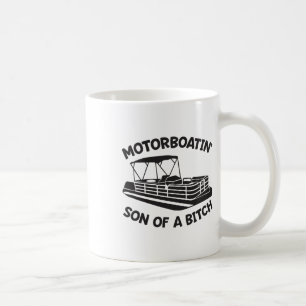 Motorbootfahren Sohn eines Pontonboots Lustiges Bo Kaffeetasse