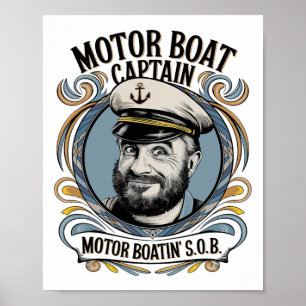 Motorbootkapitän Lustiger Boots Humor Für Männer Poster