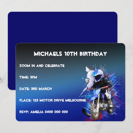 motorcross Einladung (Vorne/Hinten)