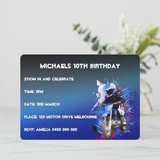 motorcross Einladung (Stehend Vorderseite)