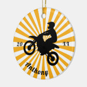 Motorcross Extreme Sport Orange Sunburst Dated Keramik Ornament (Links)