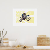 Motorcross-Fahrer auf einem blassgelben Hintergrun Poster (Küche)