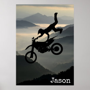 Motorcross-Motorrad-Gebirgswandposter Poster