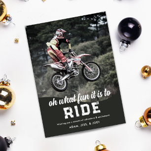 Motorcross Spaß zu fahren Weihnachtsfoto Feiertagskarte