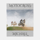 Motorcross Vlies Decke mit personalisiertem Namen. (Vorderseite)