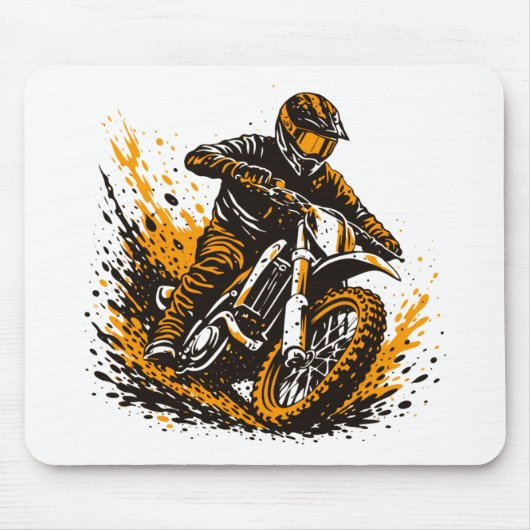 Motorcrossfahrer rutscht kraftvoll durch den Schla Mousepad (Vorne)