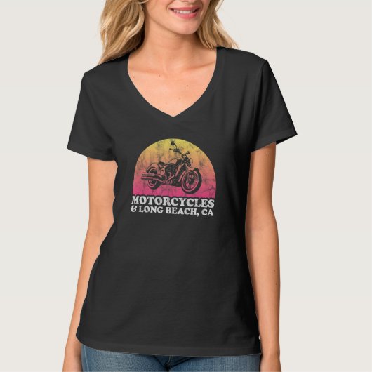 Motorcycle and California Motorcycles and Long Bea T-Shirt (Vorderseite)