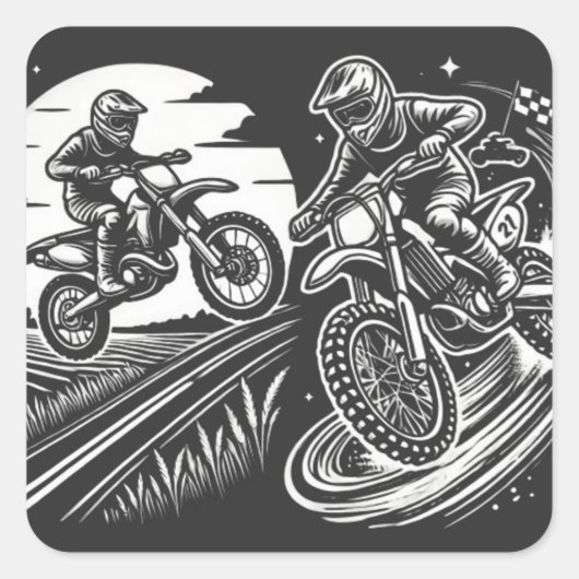 Motorcycle Biker Motocross Adventure Design Quadratischer Aufkleber (Vorderseite)