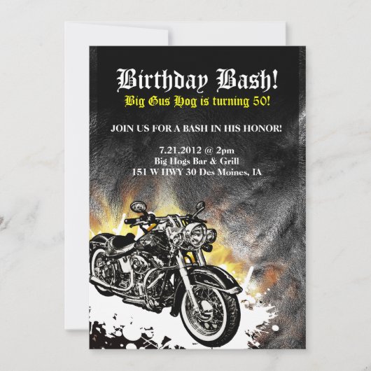 Motorcycle Biker Road Birthday Bash Invitation Einladung (Vorderseite)