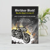 Motorcycle Biker Road Birthday Bash Invitation Einladung (Stehend Vorderseite)