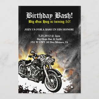 Motorcycle Biker Road Birthday Bash Invitation Einladung