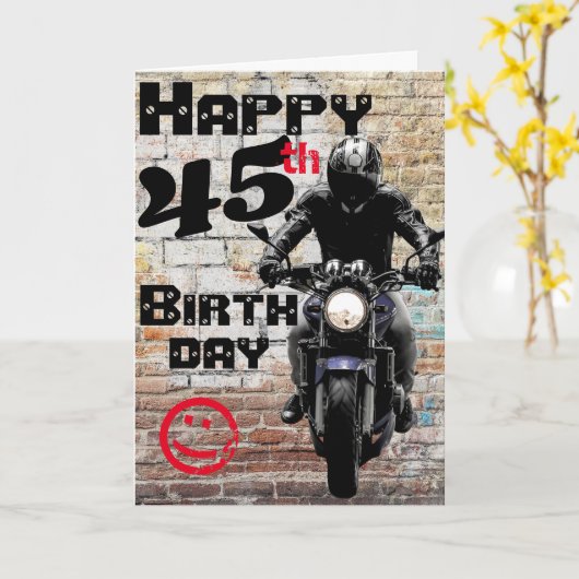 Motorcycle Birthday 45th Still Got It Custom Karte (Gelbe Blume)