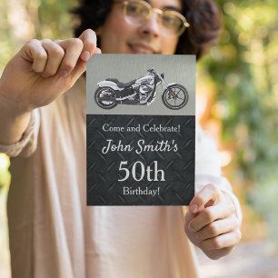 Motorcycle Birthday Party Men's Invitations Einladung