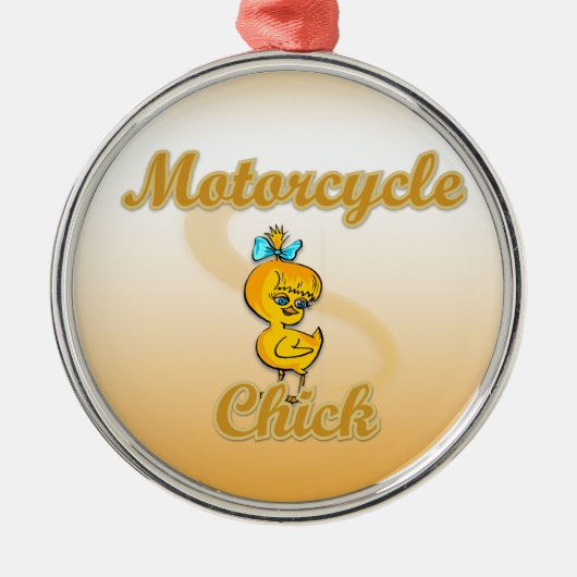 Motorcycle Chick Ornament Aus Metall (Vorne)