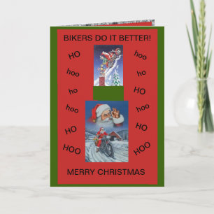 Motorcycle Christmas Card/ Bikers do it better Feiertagskarte