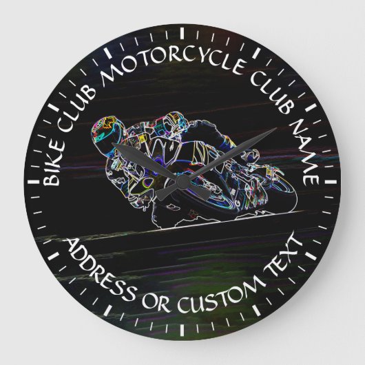 Motorcycle Club Biker Club Biker School Racer Große Wanduhr (Vorderseite)