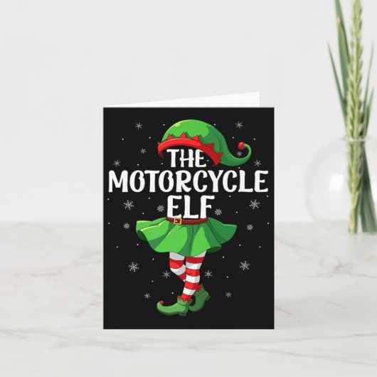 Motorcycle Elf Christmas Girls Women Elf Squad Xma Karte (Vorderseite)