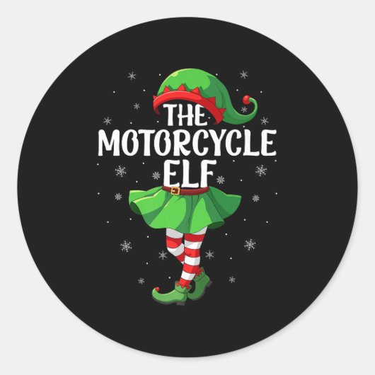 Motorcycle Elf Christmas Girls Women Elf Squad Xma Runder Aufkleber (Vorderseite)