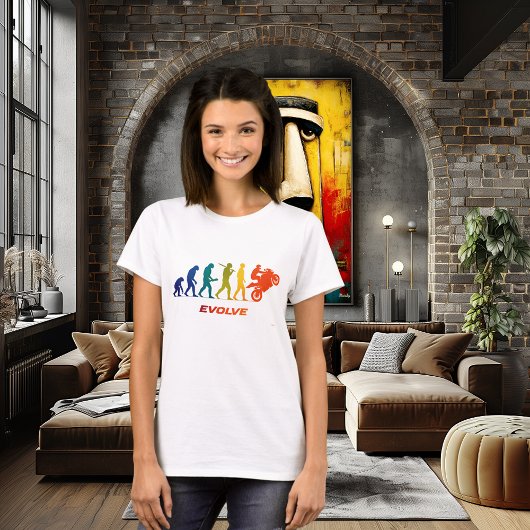 Motorcycle Evolution Silhouette Biker Design T-Shirt