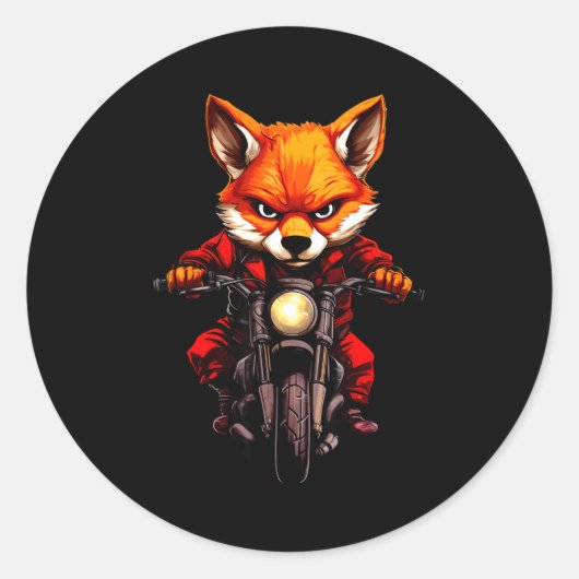 Motorcycle Foxes Runder Aufkleber (Vorderseite)