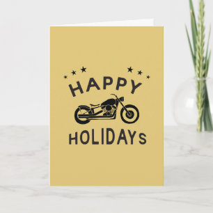Motorcycle Frohe Feiertage Retro Karte