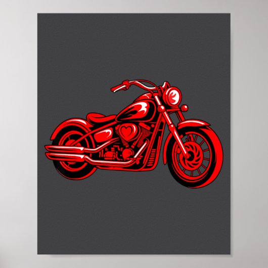 Motorcycle Heart Biker Valentines Day Rider Couple Poster (Vorne)