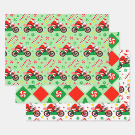 Motorcycle Holiday Gift Wrapping Paper Geschenkpapier Set