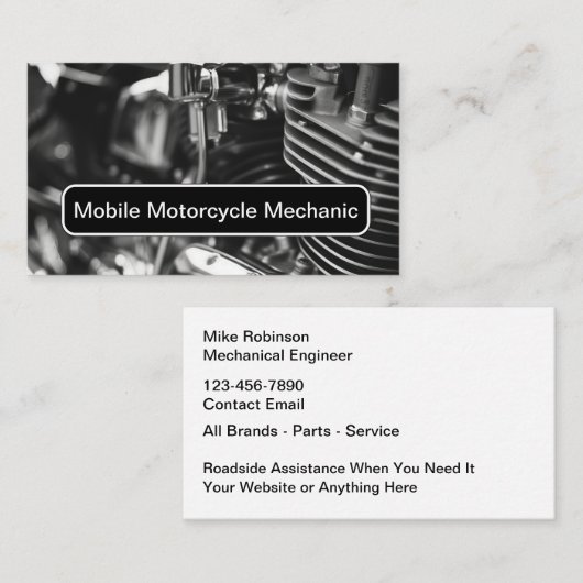 Motorcycle Mobile Mechanic Service Visitenkarte (Vorne/Hinten)