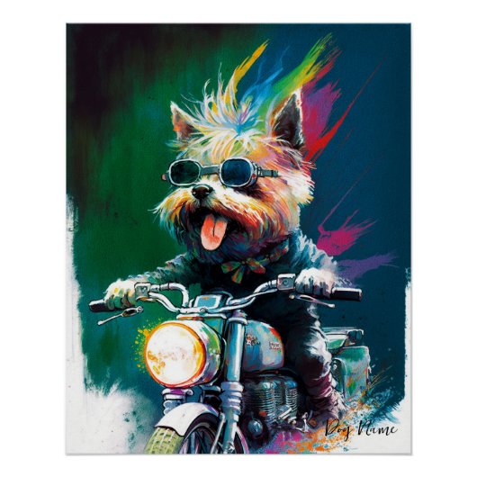 Motorcycle, Motorbike - Yorkshire Terrier Dog 006 Poster (Vorderseite)