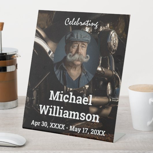 Motorcycle Photo Celebration of Life Sockelschild (In Situ)