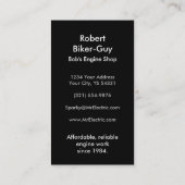 Motorcycle repair mechanic customization shop visitenkarte (Rückseite)