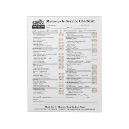Motorcycle Service Checklist 8.5x11 Notizblock