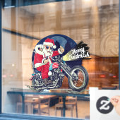 Motorcycle Shop Chopper Riding Santa Claus Cigar Fensteraufkleber (Café-Fenster)