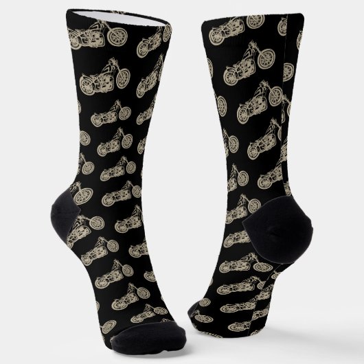 Motorcycle Silhouette Biker Pattern Socken (Gewinkelt)