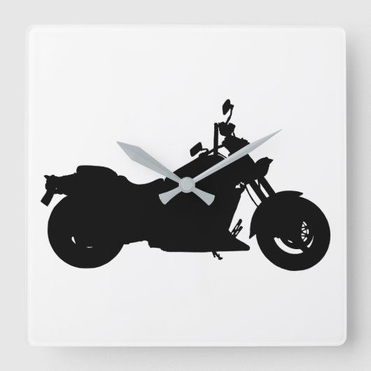 Motorcycle Silhouette Quadratische Wanduhr (Vorderseite)