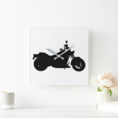 Motorcycle Silhouette Quadratische Wanduhr (Zuhause)