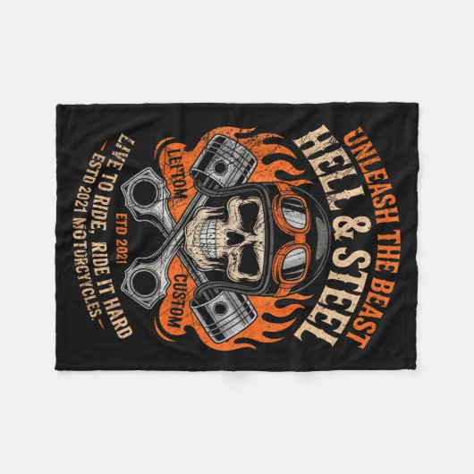 Motorcycle Skull And Ston Crossbones For Men Biker Fleecedecke (Vorderseite (Horizontal))