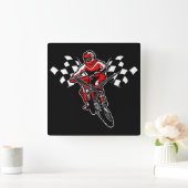 Motorcycle Square Wall Clock Quadratische Wanduhr (Zuhause)