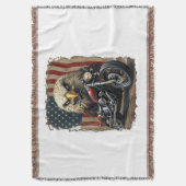 Motorcycle USA Flag Retro Biker Chopper Decke (Vorderseite Vertikal)
