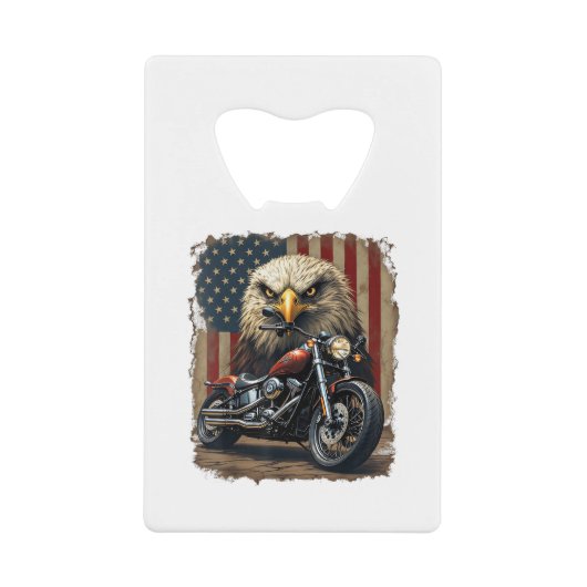 Motorcycle USA Flag Retro Biker Chopper Geldbeutel Flaschenöffner (Vorderseite)