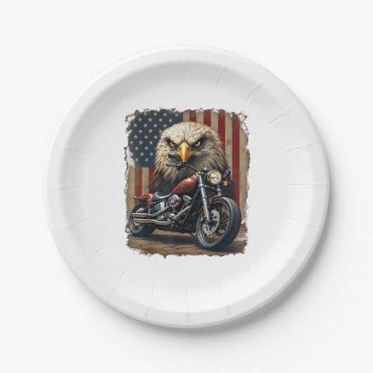 Motorcycle USA Flag Retro Biker Chopper Pappteller (Vorderseite)